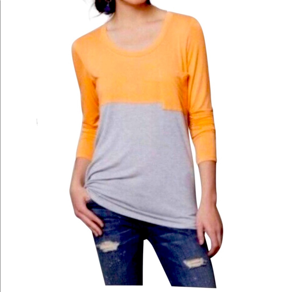 Bordeaux Long Sleeve Color Block T Shirt